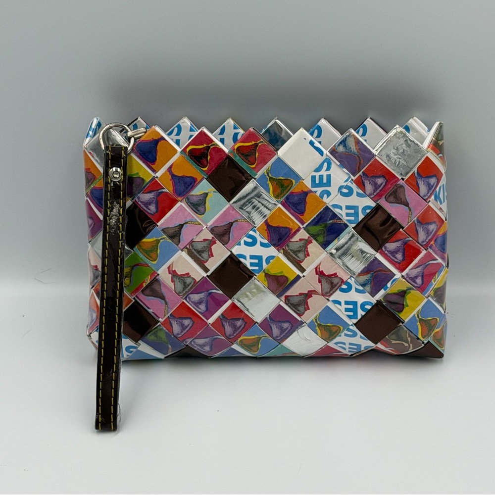 Vintage Nahui Ollin Recycled Candy Wrapper Wristlet Y2K Up Cycled Eco Friendly